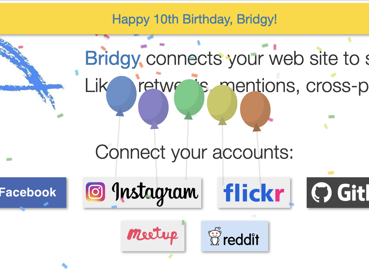 bridgy balloons confetti screenshot